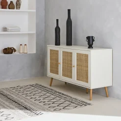 Sideboard mit Holzoptik und Rattan-Geflecht B 120 cm