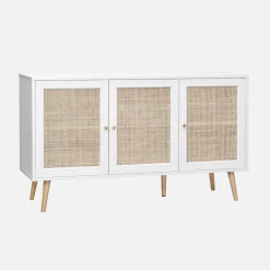 Sideboard mit Holzoptik und Rattan-Geflecht B 120 cm