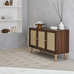 Sideboard mit Holzoptik und Rattan-Geflecht B 120 cm