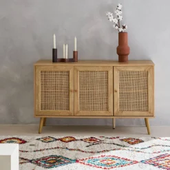 Sideboard mit Holzoptik und Rattan-Geflecht B 120 cm