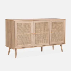 Sideboard mit Holzoptik und Rattan-Geflecht B 120 cm
