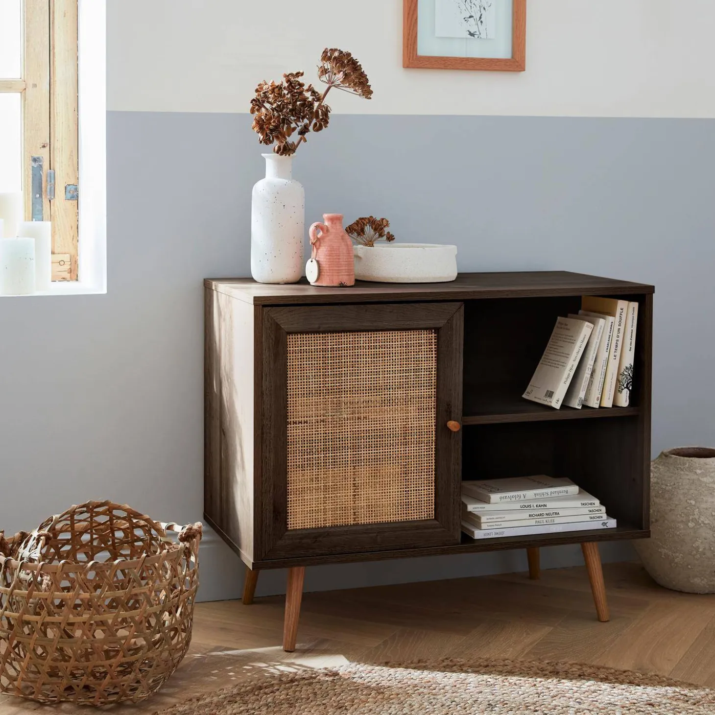 Sideboard mit Rattangeflecht 80 x 39 x 65,8 cm