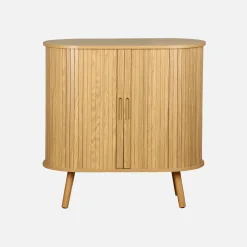 Sideboard mit Schiebetüren und Regal, gerillter Holzoptik B 80cm