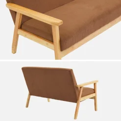 2-Sitzer-Banksofa mit Cord-Bezug, Holzfüße