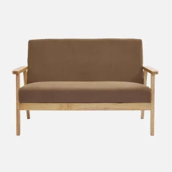 2-Sitzer-Banksofa mit Cord-Bezug, Holzfüße