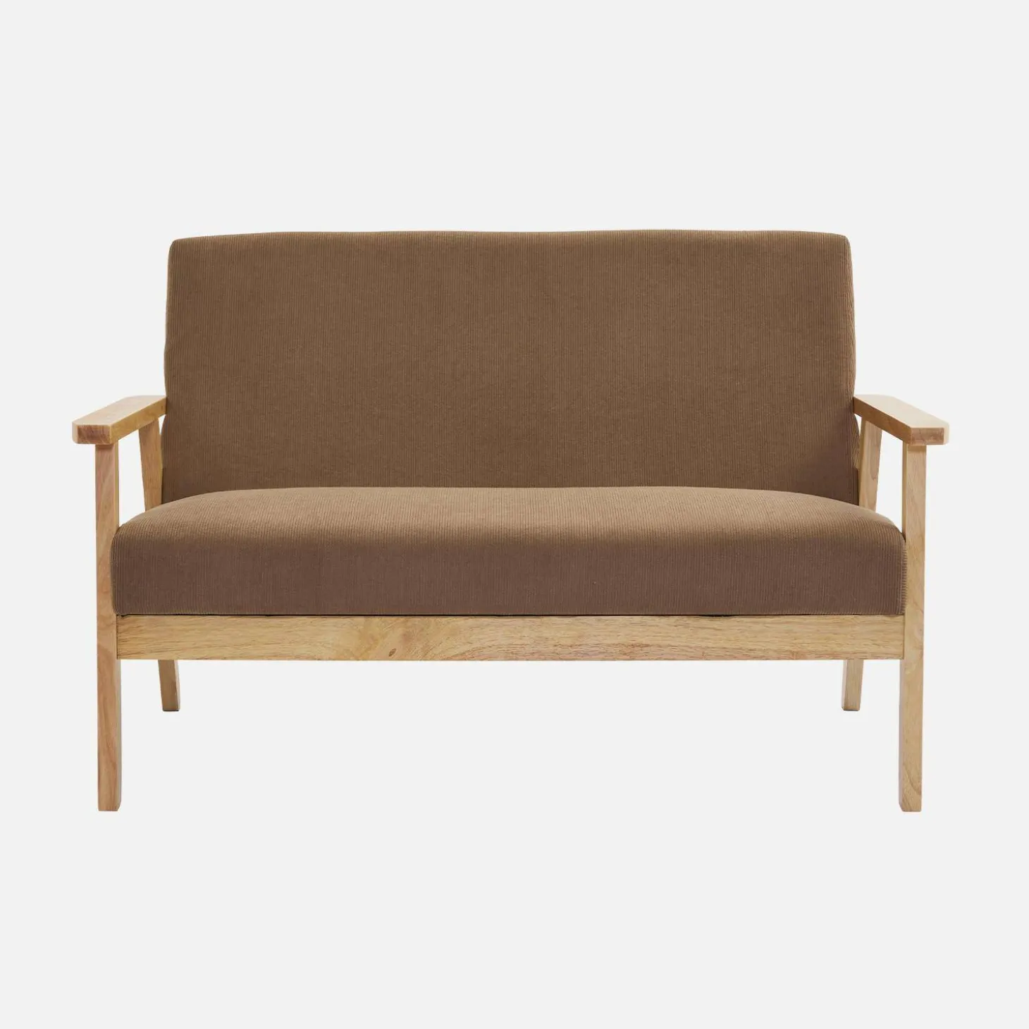 2-Sitzer-Banksofa mit Cord-Bezug, Holzfüße