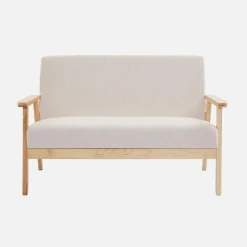 2-Sitzer-Banksofa mit Cord-Bezug, Holzfüße