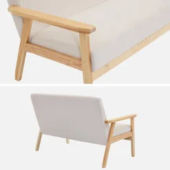 2-Sitzer-Banksofa mit Cord-Bezug, Holzfüße