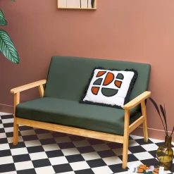 2-Sitzer-Banksofa mit Cord-Bezug, Holzfüße