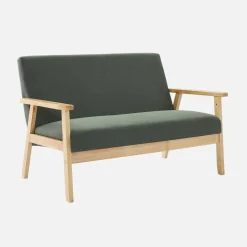 2-Sitzer-Banksofa mit Cord-Bezug, Holzfüße