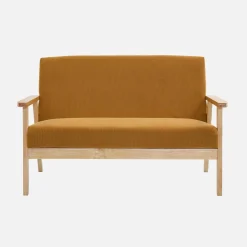 2-Sitzer-Banksofa mit Cord-Bezug, Holzfüße