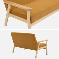 2-Sitzer-Banksofa mit Cord-Bezug, Holzfüße
