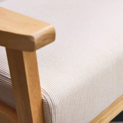 2-Sitzer-Banksofa + Sessel aus Cord-Bezug, Holzbeine