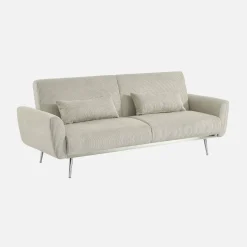 2-3-Sitzer Design-Schlafsofa mit Cordbezug und verchromten Metallfüßen
