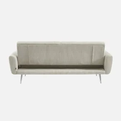 2-3-Sitzer Design-Schlafsofa mit Cordbezug und verchromten Metallfüßen
