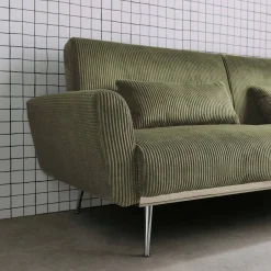 2-3-Sitzer Design-Schlafsofa mit Cordbezug und verchromten Metallfüßen