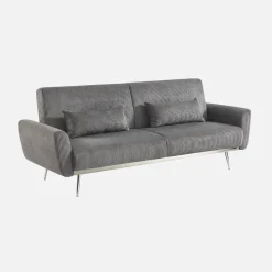 2-3-Sitzer Design-Schlafsofa mit Cordbezug und verchromten Metallfüßen