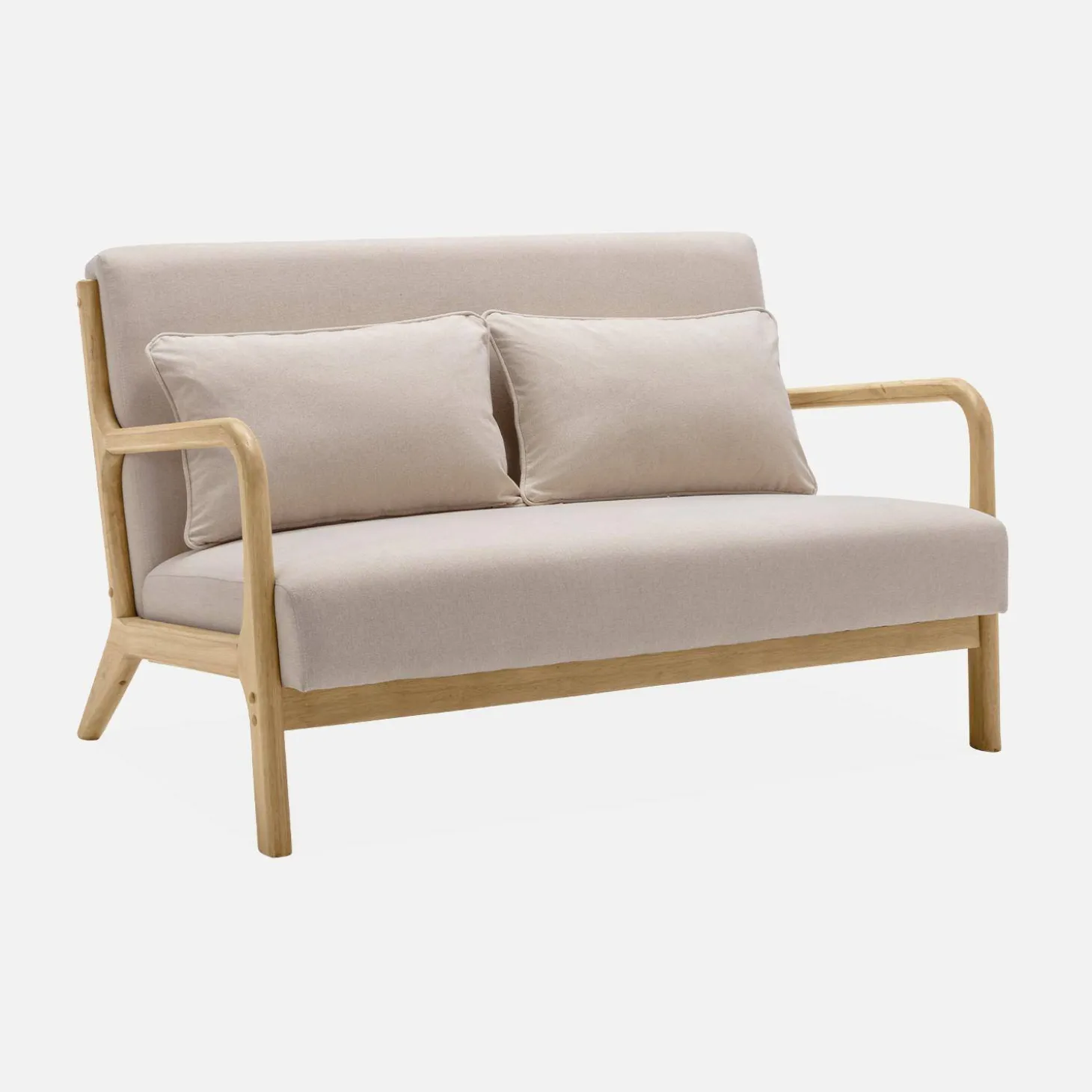 2-Sitzer Design-Sitzbank aus Holz mit Stoffbezug