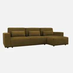 3-Sitzer Ecksofa mit Chenille-Bezug und Schlaffunktion, Recamiere beidseitig montierbar