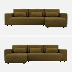 3-Sitzer Ecksofa mit Chenille-Bezug und Schlaffunktion, Recamiere beidseitig montierbar