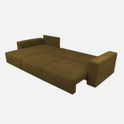 3-Sitzer Ecksofa mit Chenille-Bezug und Schlaffunktion, Recamiere beidseitig montierbar