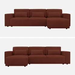 3-Sitzer Ecksofa mit Chenille-Bezug und Schlaffunktion, Recamiere beidseitig montierbar