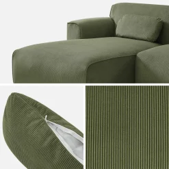 2-3-Sitzer Ecksofa mit Cordbezug, Recamiere links