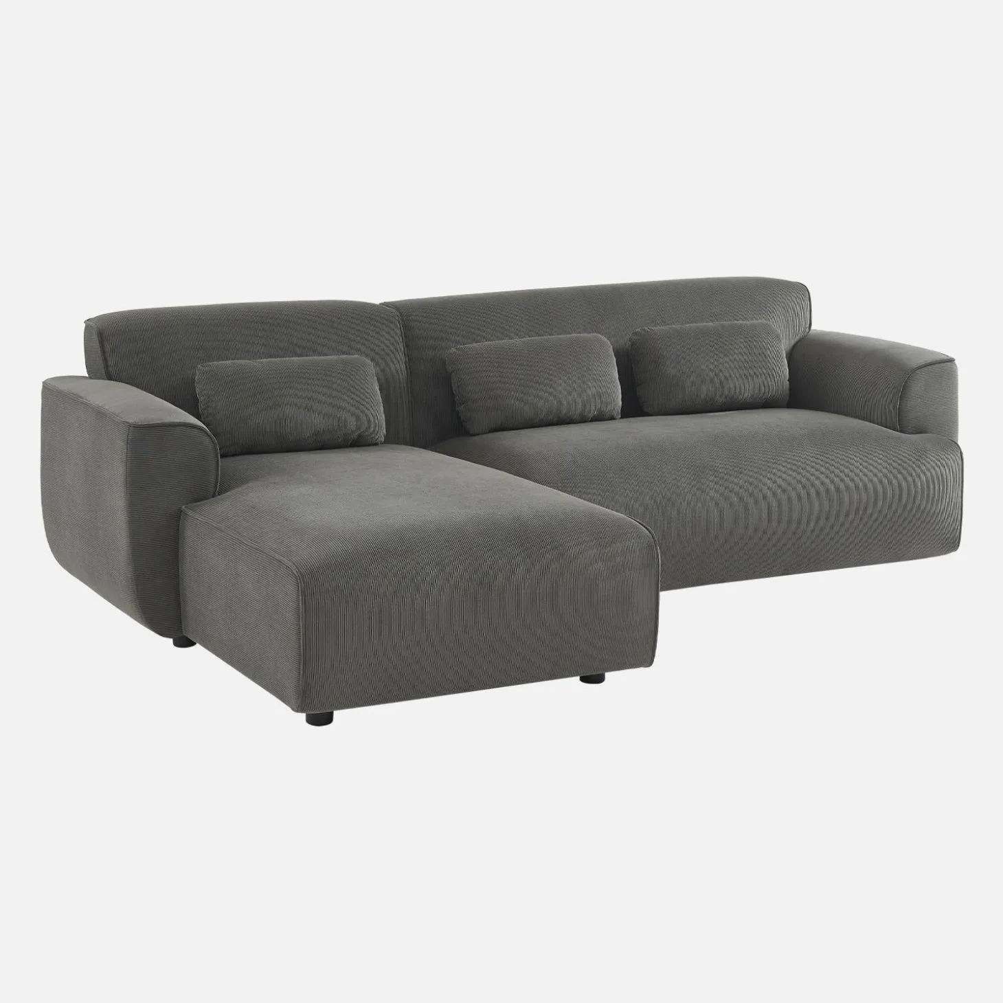 2-3-Sitzer Ecksofa mit Cordbezug, Recamiere links