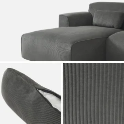 2-3-Sitzer Ecksofa mit Cordbezug, Recamiere links