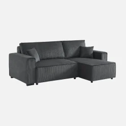 3-Sitzer-Ecksofa mit Cordbezug und beidseitig montierbarer Recamiere