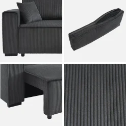 3-Sitzer-Ecksofa mit Cordbezug und beidseitig montierbarer Recamiere