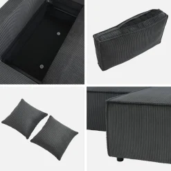 3-Sitzer-Ecksofa mit Cordbezug und beidseitig montierbarer Recamiere