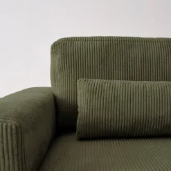 5-Sitzer Ecksofa mit Cordbezug und Schlaffunktion, Recamiere beidseitig montierbar
