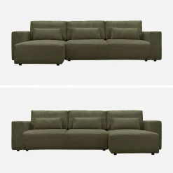 5-Sitzer Ecksofa mit Cordbezug und Schlaffunktion, Recamiere beidseitig montierbar