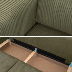 5-Sitzer Ecksofa mit Cordbezug und Schlaffunktion, Recamiere beidseitig montierbar