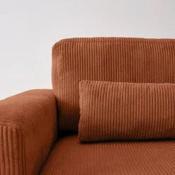 5-Sitzer Ecksofa mit Cordbezug und Schlaffunktion, Recamiere beidseitig montierbar