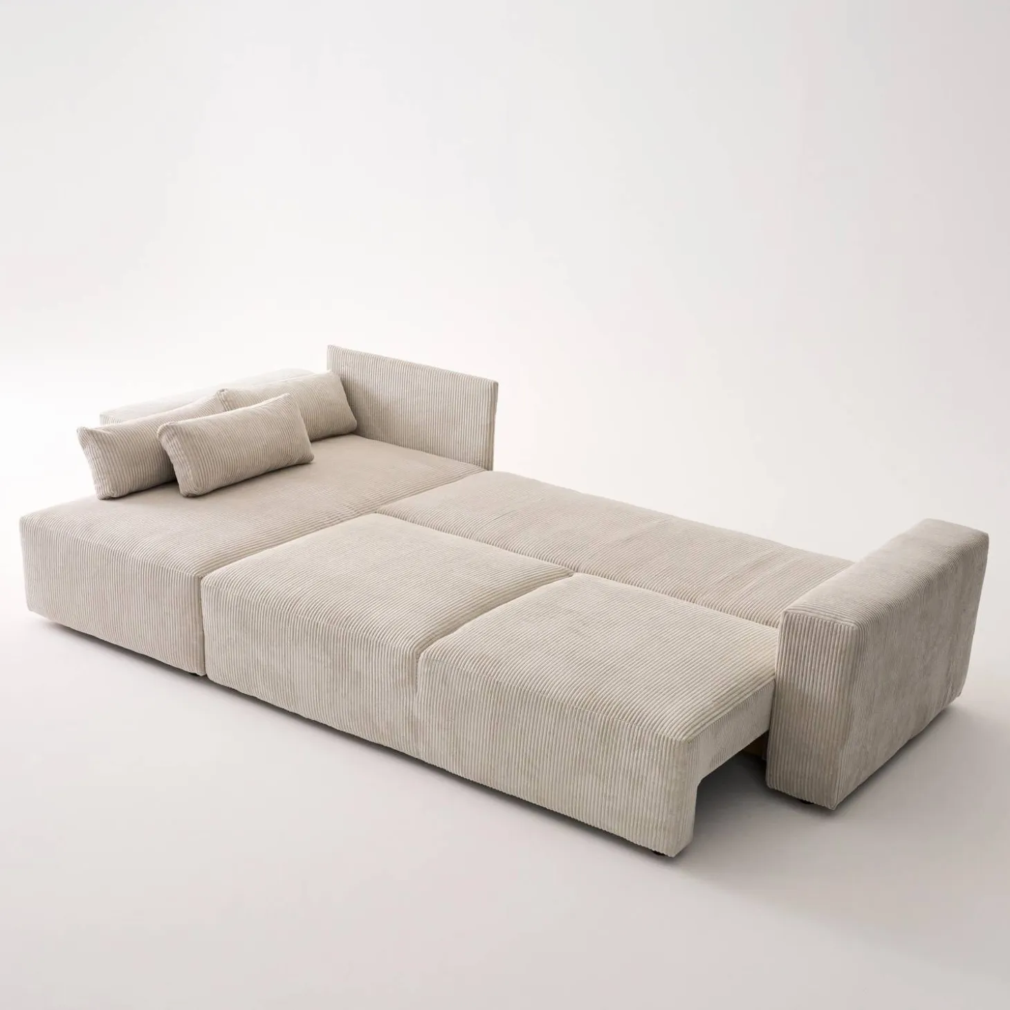 5-Sitzer Ecksofa mit Cordbezug und Schlaffunktion, Recamiere beidseitig montierbar