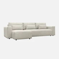 5-Sitzer Ecksofa mit Cordbezug und Schlaffunktion, Recamiere beidseitig montierbar
