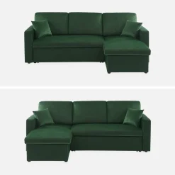 3-Sitzer Ecksofa mit Samtbezug und Schlaffunktion