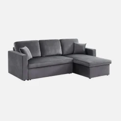 3-Sitzer Ecksofa mit Samtbezug und Schlaffunktion