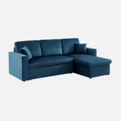 3-Sitzer Ecksofa mit Samtbezug und Schlaffunktion