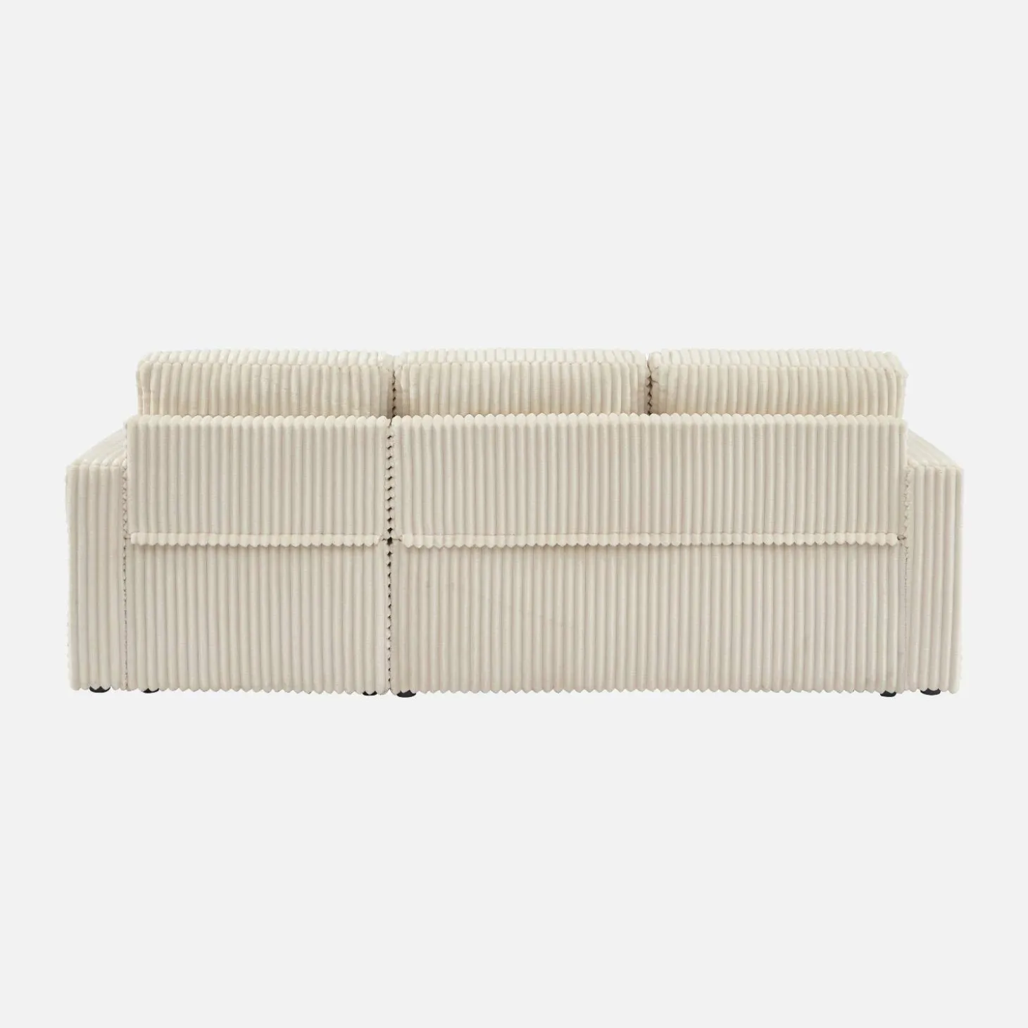 3-Sitzer Ecksofa mit Schlaffunktion und breit geripptem Bezug mit Fell-Optik