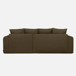 3-Sitzer Ecksofa mit Schlaffunktion und Chenille-Bezug, Recamiere beidseitig montierbar