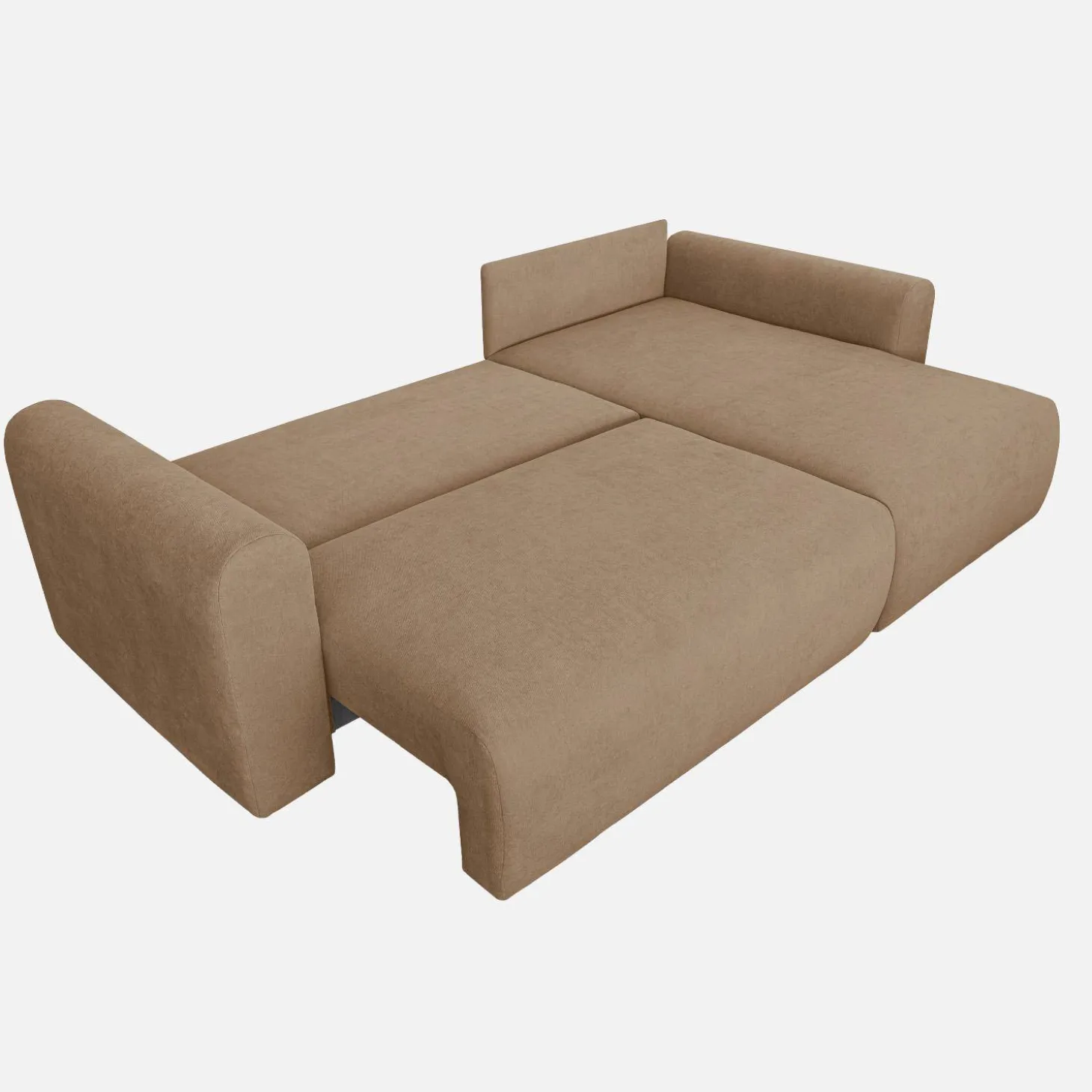 3-Sitzer Ecksofa mit Schlaffunktion und Chenille-Bezug, Recamiere beidseitig montierbar