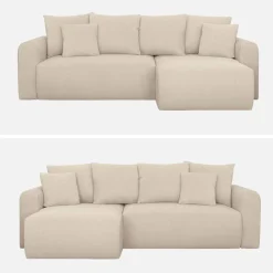 3-Sitzer Ecksofa mit Schlaffunktion und Chenille-Bezug, Recamiere beidseitig montierbar