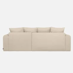 3-Sitzer Ecksofa mit Schlaffunktion und Chenille-Bezug, Recamiere beidseitig montierbar
