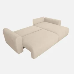 3-Sitzer Ecksofa mit Schlaffunktion und Chenille-Bezug, Recamiere beidseitig montierbar