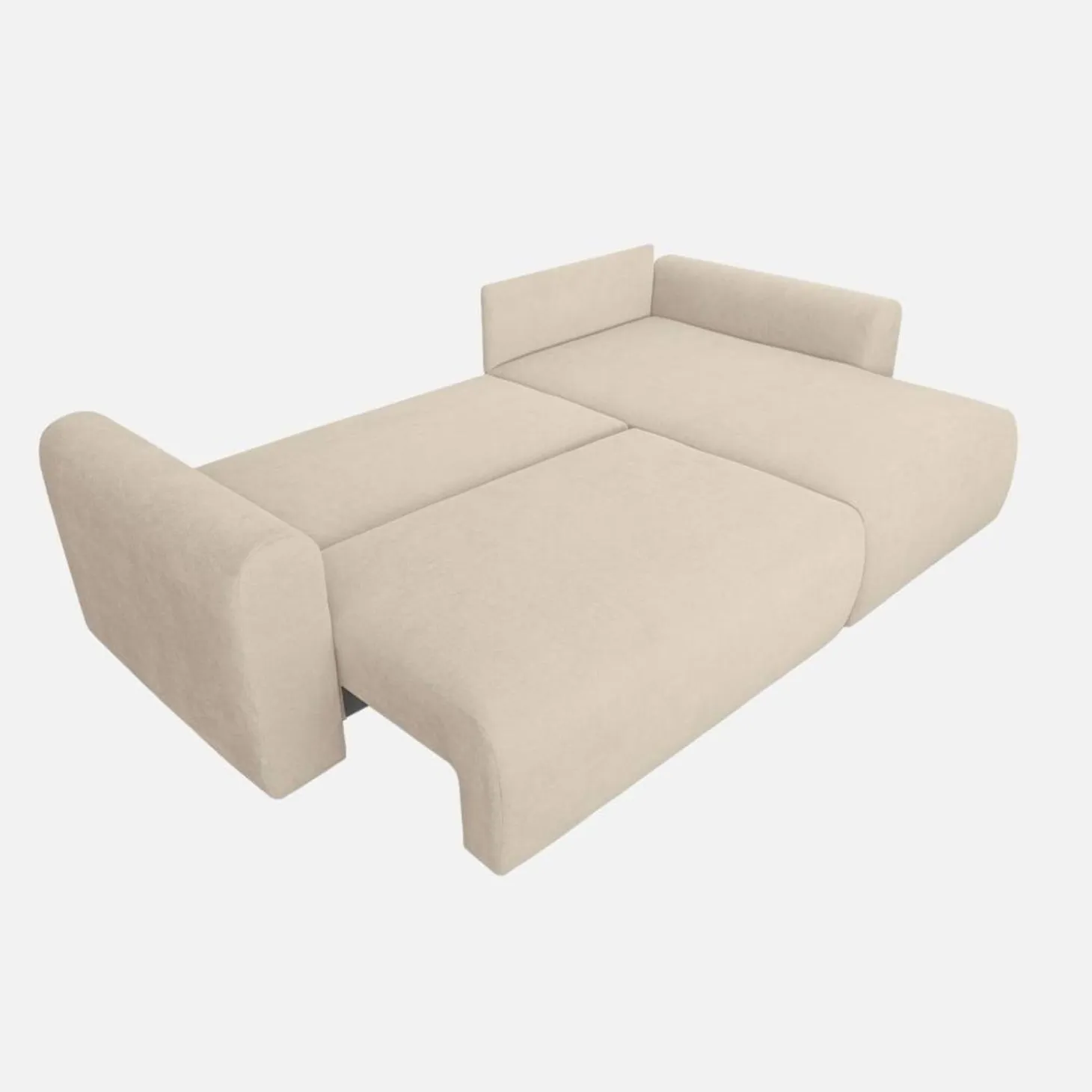 3-Sitzer Ecksofa mit Schlaffunktion und Chenille-Bezug, Recamiere beidseitig montierbar