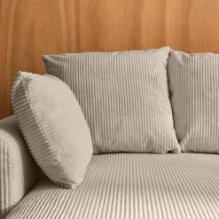 3-Sitzer Ecksofa mit Schlaffunktion und Cordbezug, Recamiere beidseitig montierbar