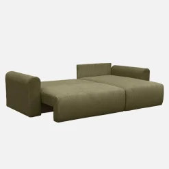 3-Sitzer Ecksofa mit Schlaffunktion und Cordbezug, Recamiere beidseitig montierbar